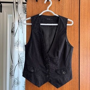 Vero Moda Spenner Stroll Black Pinstripe Waistcoat Vest Size 40